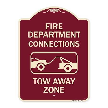 Signmission Fire Department Connection Tow Away Zone W/ Graphic Heavy-Gauge Alum Sign, 24" x 18", BU-1824-24024 A-DES-BU-1824-24024